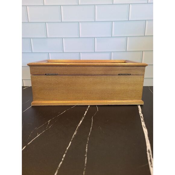 Vintage Mele Wooden Jewelry Dresser Music Box Cane Top Chest Boho Décor *FLAW* - Picture 10 of 16